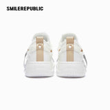 Cream Smile Toe Platform Sneakers, Unisex Low Top Lace Up Shoes