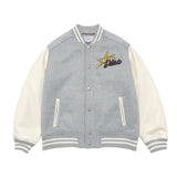 24FW PIXEL BEAR ARTWORK VARSITY JACKET MELANGE