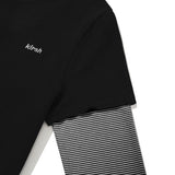 ストライプレイヤードTシャツ2パック [BLACK]