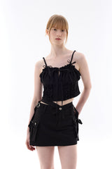  UNBALANCE CAGO SKIRT PANTS / BLACK