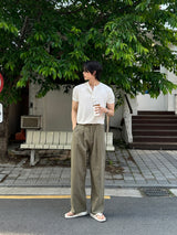 LMNエバー3ボタンVネックマッスルフィットビーンT(3 colors)