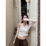 #T24119［21lura.20]ғᴇʙ現貨商品🏷純御風掛脖露肩v領針織上衣