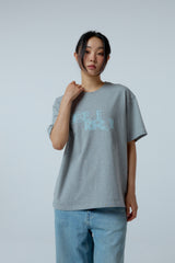 EEERRR Distorted logo over-crop fit T-shirt (Melange)