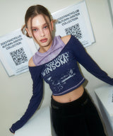 [NF] WINSOME OFF SHOULDER HALTERNECK CROP TEE (PURPLE)_F23QZ255