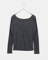 Dua Number Star-printing unbalanced off-shoulder long-sleeve T-shirt