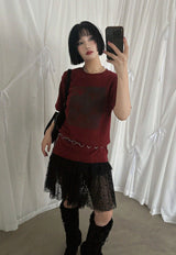 DOT MESH LAYERED CAN CAN SKIRT (IVORY, BLACK 2COLORS!)