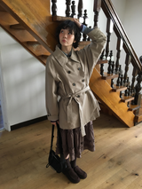 Belted trench half coat (2color)