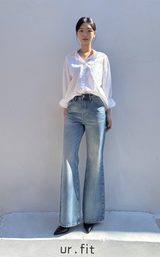 レギュラーセミブーツカットデニムパンツ code 25007