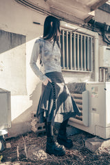 Strap layered midi skirt (Charcoal)