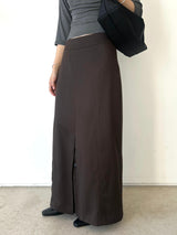 WANDERER BUTTON PLEAT SKIRT - BROWN