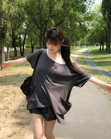 Ribe Shirred Boat Neck Pocket Short Sleeve