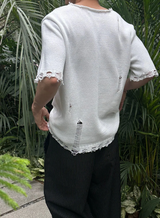 [S/S] Vacance damage v neck half knit(3color)