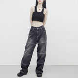 (Unisex) リザポケットワイドデニムパンツ
