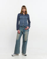 Ribbed Slim Zip-up _ BLUE