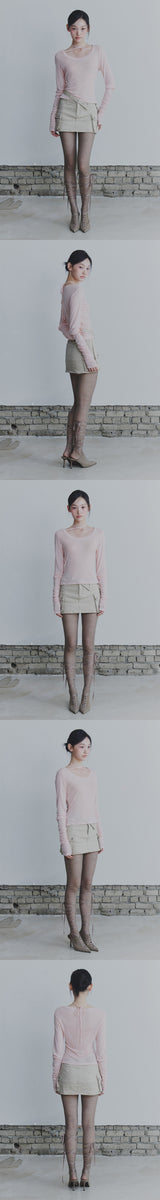 WING SHIRRING TOP pink