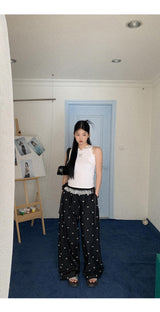 cat lace bow sleeveless tee