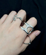Armageddon Geometry Unique Silver Bold Ring
