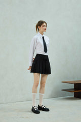 UNBALANCE SHIRRING SHIRT / WHITE