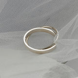 SVR-631 Silver 92.5 Minimal Two Ring Plain Women’s Silver Ring C23