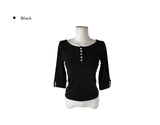 26SS★ [MADE] Oeun Round Button Three Quarter Sleeve T-Shirt