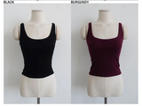 ディープUネックリブクロップドスリーブレス (BURGUNDY)