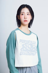 オープンアームホールハートラグラン ½Tシャツ (green/ivory)