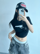 BANG BANG GUN CROP T🖤❤🤍 - 2 COLORS