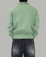 Pie knit collar cardigan