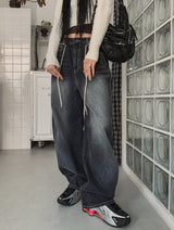 Tinted Washed String Balloon Denim Pants