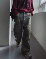 Denti damage brush denim pants