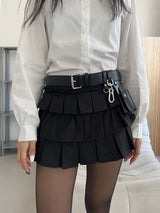 シニカルレザーキーチェーンミニポケットベルト (Black)