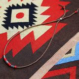 leather & turquoise beads necklace brown