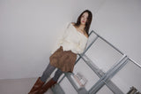 halter strap off-shoulder V-neck knitwear