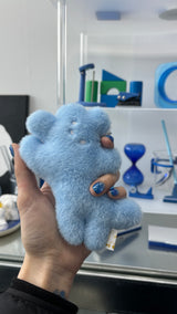 [Doll keychain resembling a fluffy cloud] ホワイトドッグブルーペールブルーココア