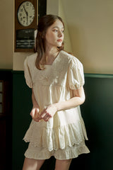 ULLALA PAJAMA Bella Short-sleeve Twp-piece Cream[24149WTSSN]