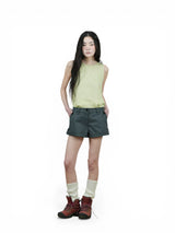 BUTTON SLACKS SHORTS (CHARCOAL)