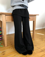 Gahi レイヤードショートスカートブーツカットパンツ