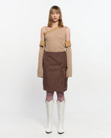 リボンタイスリットスカート _ BROWN
