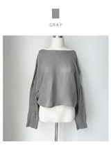  Bohemian damage crop long sleeve knit (5 colors)
