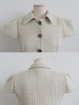 TWINKLE TWEED PUFF JACKET BLOUSE IN IVORY