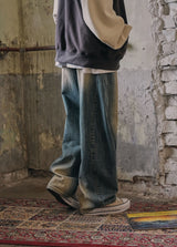 WASHED SIDE LINE DENIM PANTS