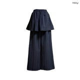(2color) ピンストライプボタンスカートレイヤードパンツ