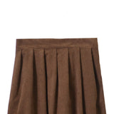 FROST PLEATS CORDUROY LONG SKIRT