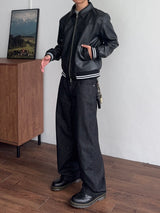 Twin Line Leather Jacket (2color) (No.995)