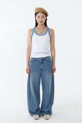 DEEP NECK SLEEVELESS TOP_SKY BLUE-WHITE