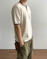 Tonal Layered Henley Neck Knit