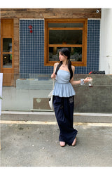 Number Navy Casual Banding Pants