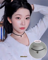 [Aespa Winter Necklace] Vintage Heart Locket Choker Necklace - Silver ver.