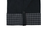 Check folding fleece pants / black