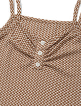 CHECKERED LACE SLEEVELESS(BROWN)
